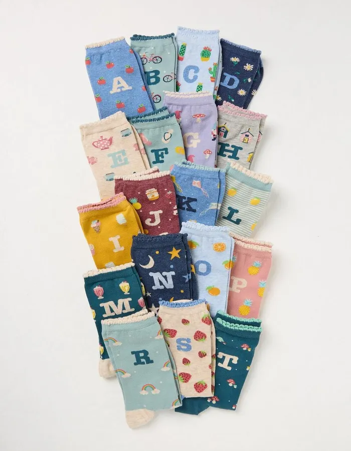 1 Pack Alphabet Socks Multi Women FatFace Socks Underwear and Tights