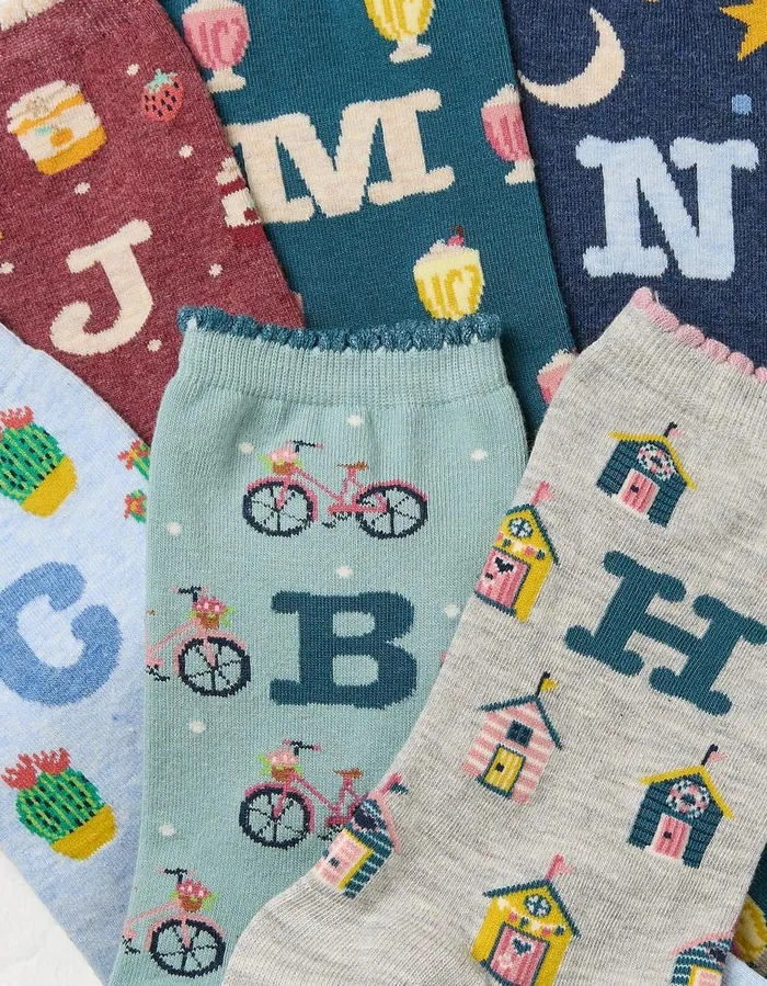 1 Pack Alphabet Socks Multi Women FatFace Socks Underwear and Tights