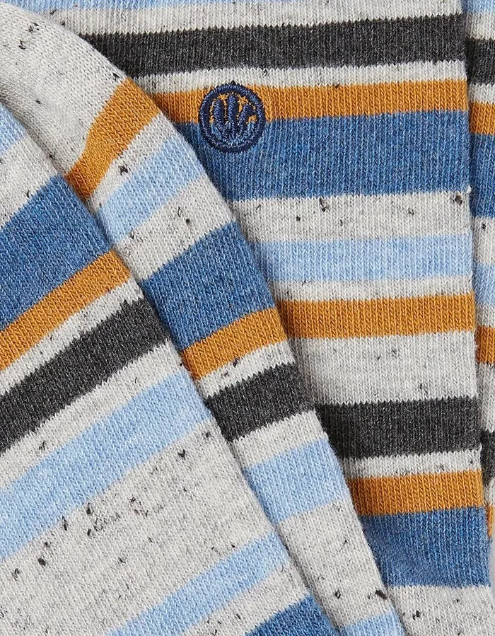 1 Pack Andrew Stripe Socks Light Grey Marl Men FatFace Socks and Underwear