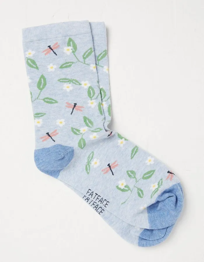1 Pack Dragonfly Socks Light Blue Marl Women FatFace Socks Underwear and Tights