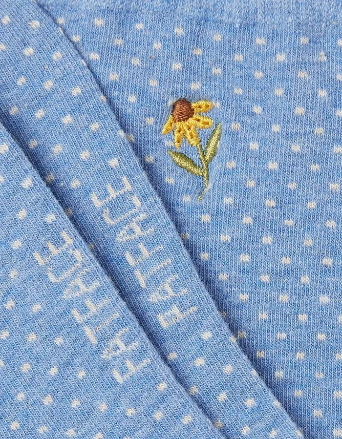 1 Pack Embroidered Sunflower Socks Light Blue Marl Women FatFace Socks Underwear and Tights