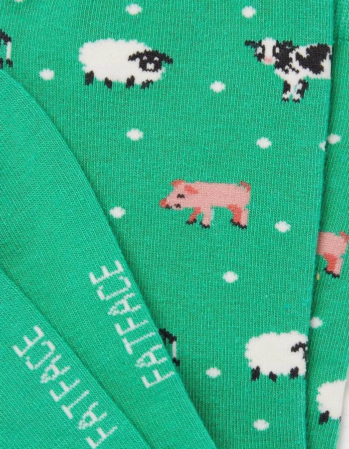 1 Pack Farm Animal Socks Emerald Green Women FatFace Socks Underwear and Tights