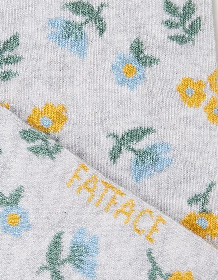 1 Pack Floral Trainer Socks Grey Marl Women FatFace Socks Underwear and Tights
