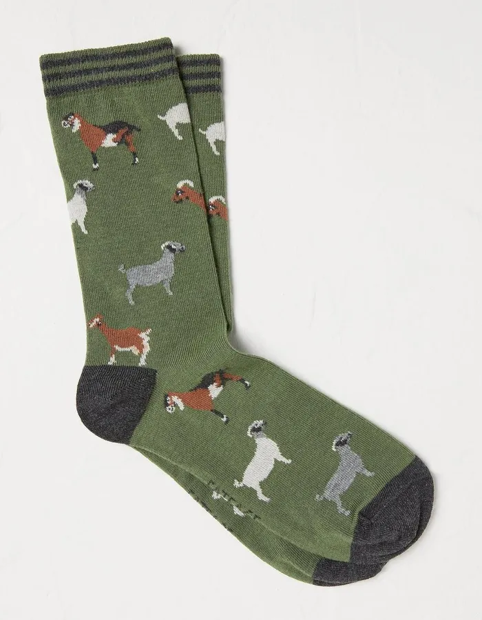 1 Pack Goat Socks Dark Green Men FatFace Socks and Underwear