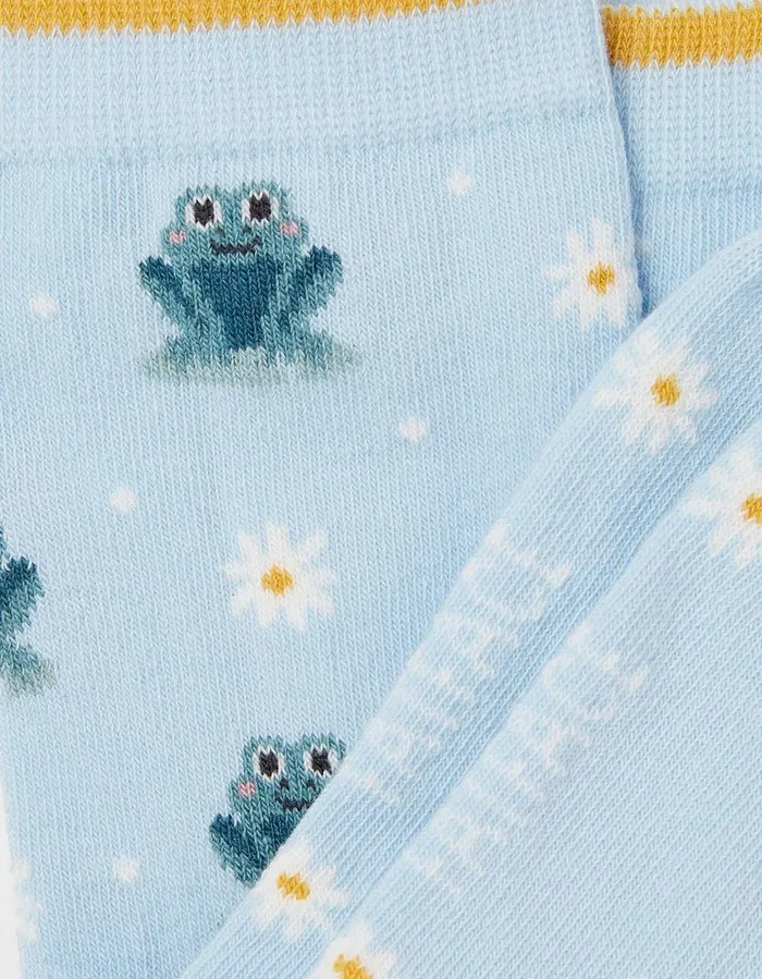 1 Pack Lily Pad Frog Socks Ice Blue Women FatFace Socks Underwear and Tights