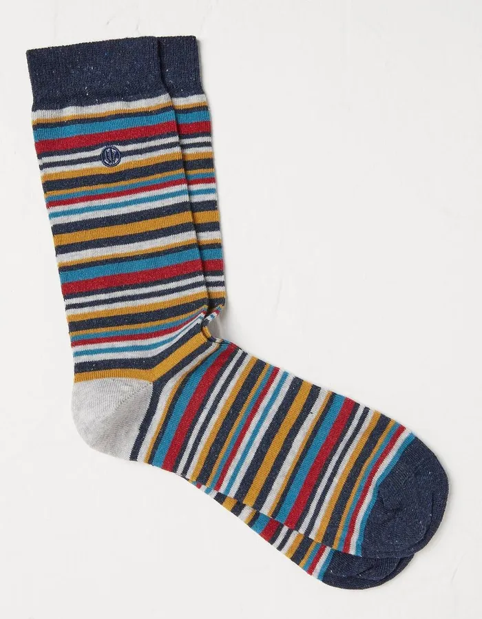 1 Pack Max Multi Stripe Socks Navy Men FatFace Socks and Underwear
