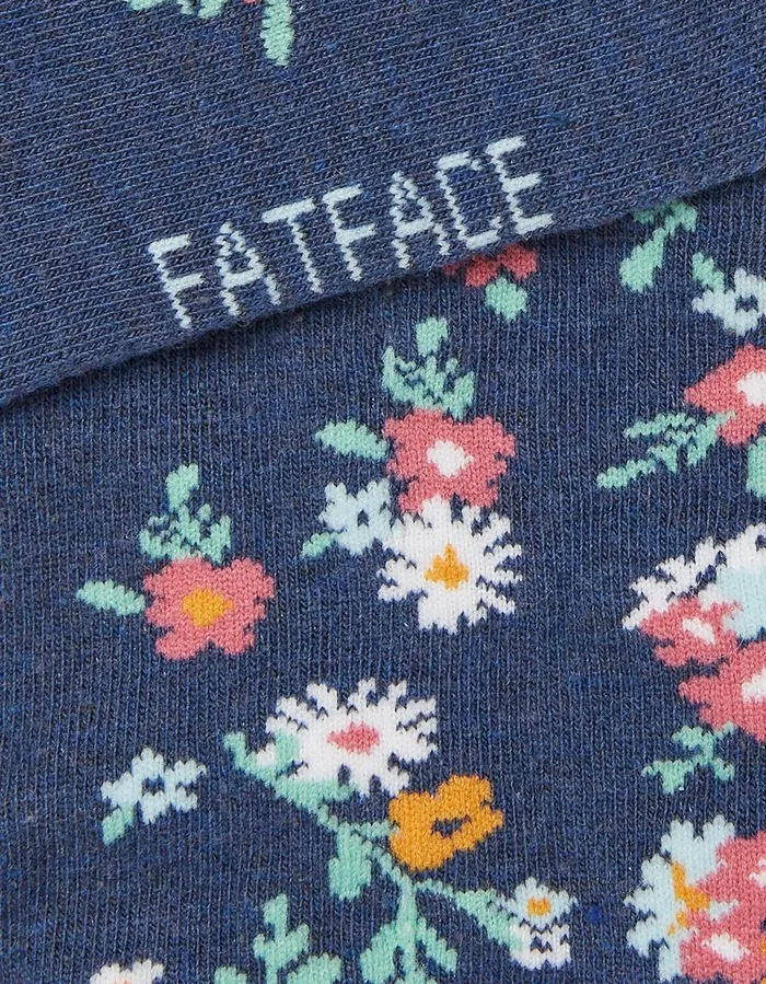 1 Pack Pop Floral Trainer Socks Navy Women FatFace Socks Underwear and Tights