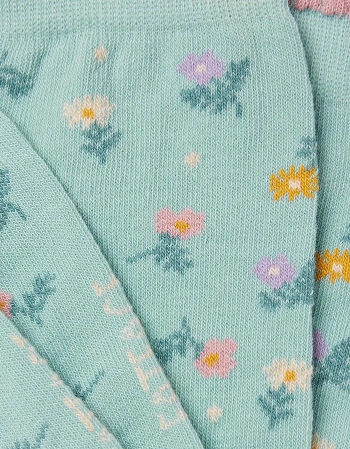 1 Pack Pretty Floral Socks Green Haze Women FatFace Socks Underwear and Tights