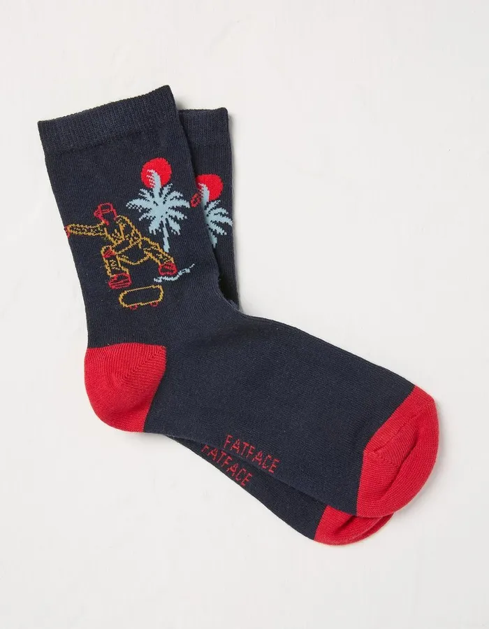 1 Pack Skate Socks Red GirlsBoys FatFace Socks