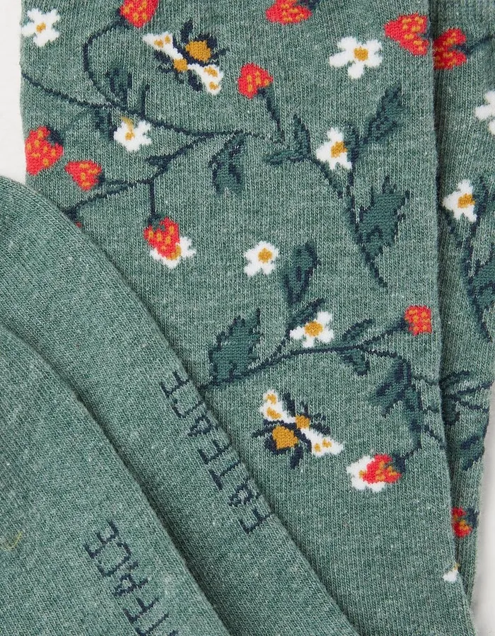 1 Pack Strawberry Bee Socks Green Marl Women FatFace Socks Underwear and Tights