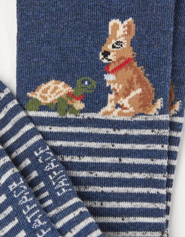 1 Pack Tortoise And Hare Socks Navy Men FatFace Socks and Underwear