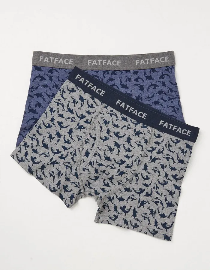 2 Pack Killer Whale Boxers Blue Marl Men FatFace Socks and Underwear