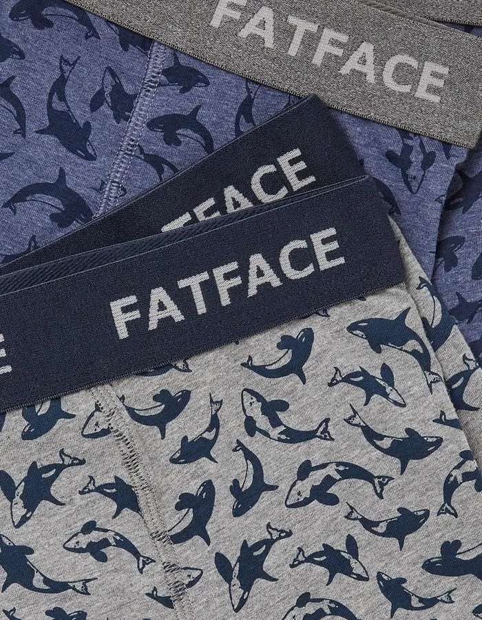 2 Pack Killer Whale Boxers Blue Marl Men FatFace Socks and Underwear