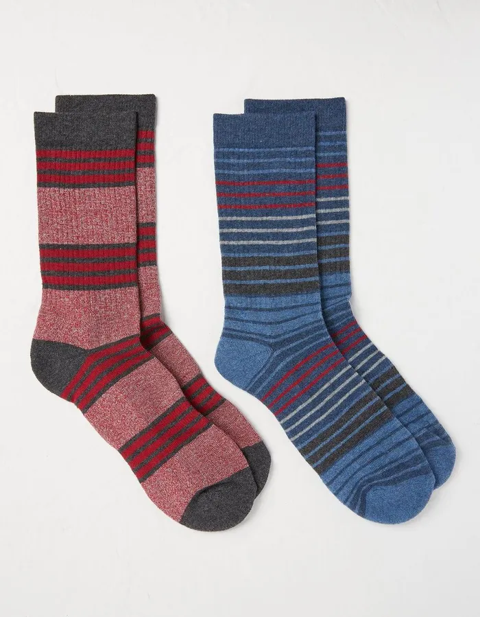 2 Pack Long Outdoor Socks Bright Red Men FatFace Socks and Underwear
