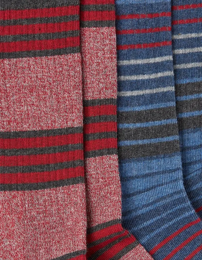 2 Pack Long Outdoor Socks Bright Red Men FatFace Socks and Underwear