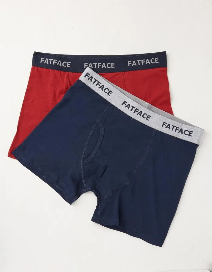 2 Pack Plain Boxers Bright Red Men FatFace Socks and Underwear