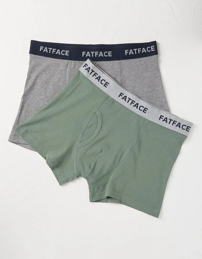 2 Pack Plain Boxers Dusky Green Men FatFace Socks and Underwear