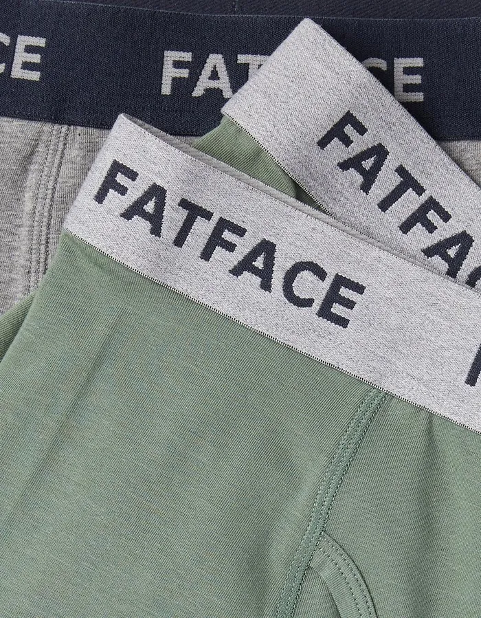 2 Pack Plain Boxers Dusky Green Men FatFace Socks and Underwear