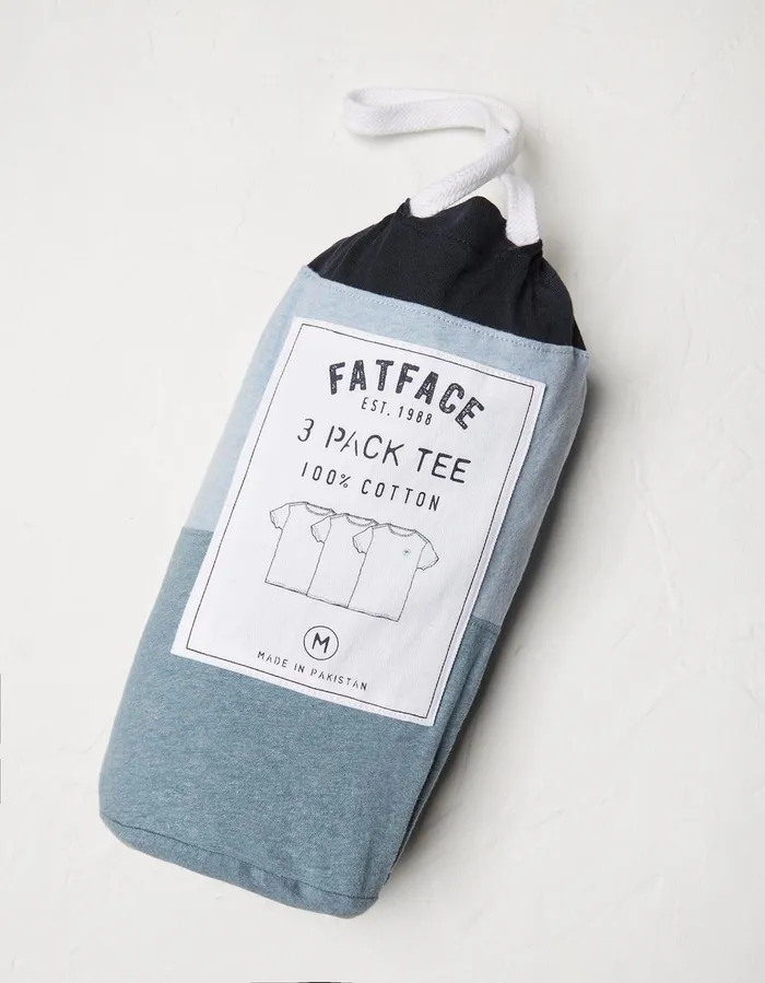 3 Pack Cotton TShirts Blue Men FatFace TShirts
