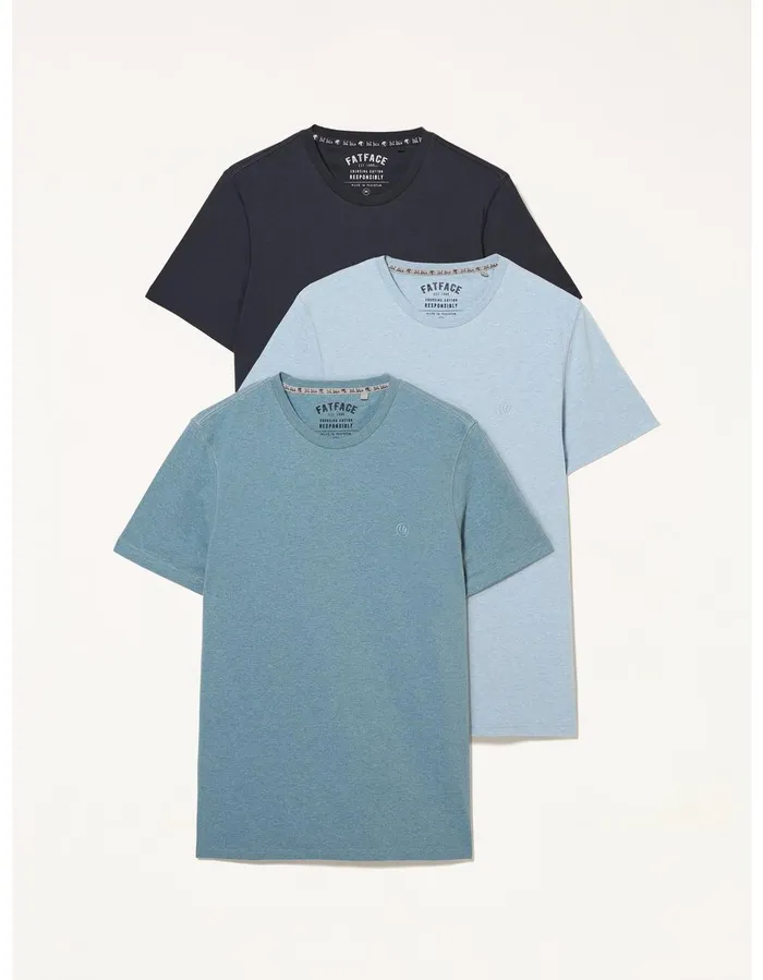 3 Pack Cotton TShirts Blue Men FatFace TShirts