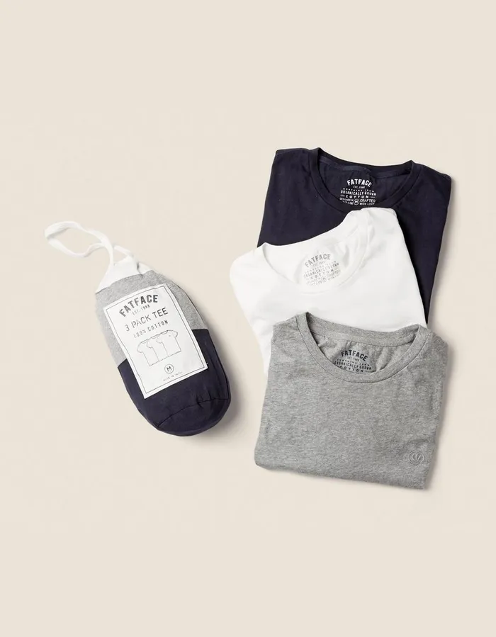 3 Pack Cotton TShirts Navy Men FatFace Nightwear and Pyjamas