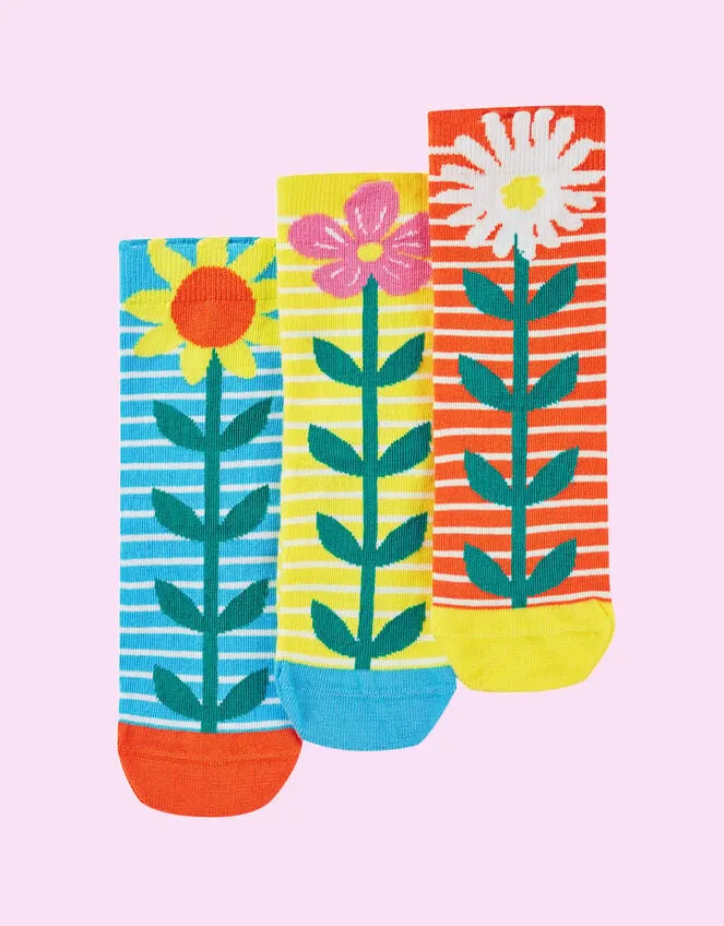 3Pack Frugi Floral Socks Multi Children Monsoon Girls039 Tights and Socks