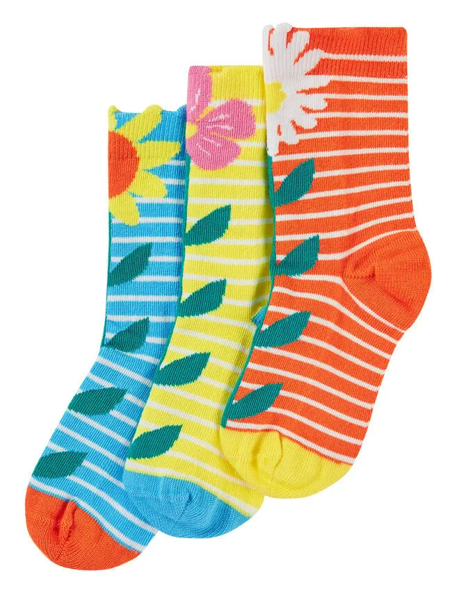 3Pack Frugi Floral Socks Multi Children Monsoon Girls039 Tights and Socks
