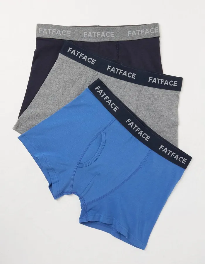 3 Pack Plain Boxers Cobalt Blue Men FatFace Socks and Underwear