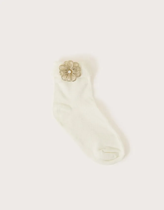 3d Flower Socks Ivory Children Monsoon Girls039 Tights and Socks