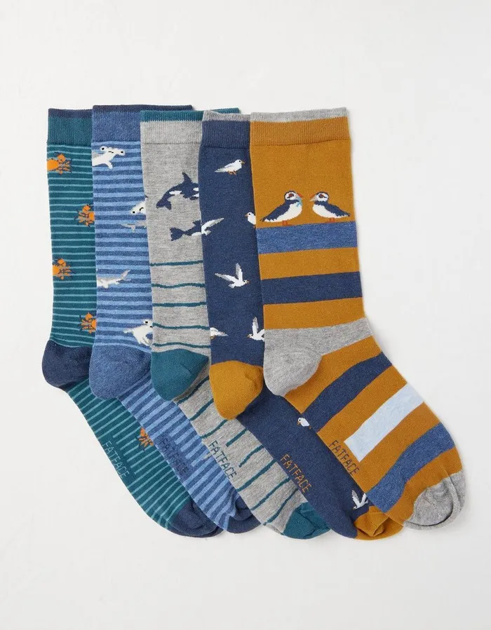 5 Pack Sea Animals Socks Multi Men FatFace Socks and Underwear