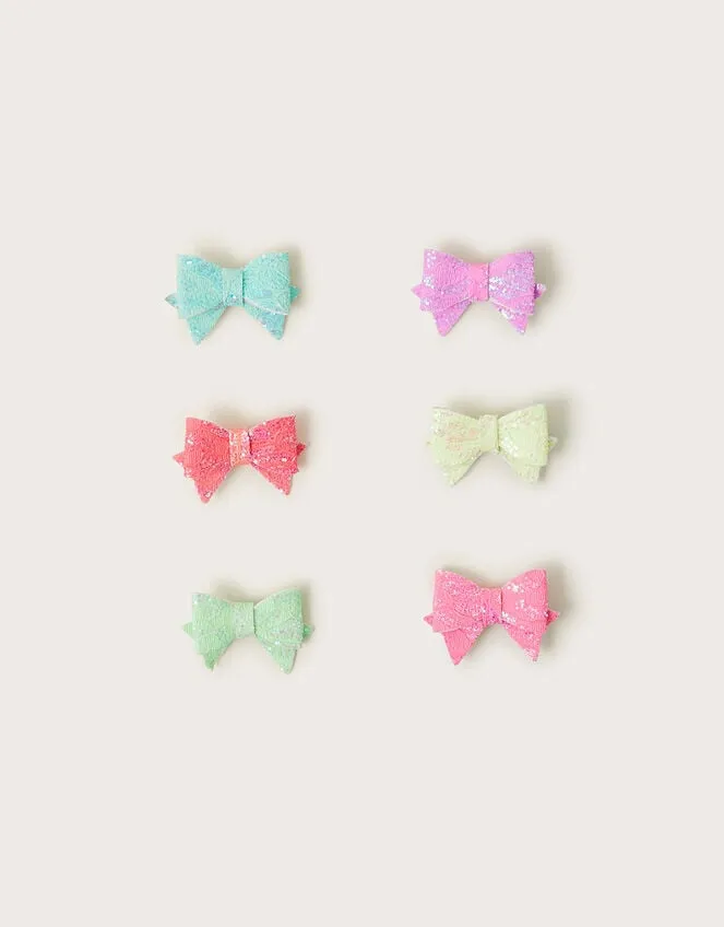6Pack Bright Bow Clips Children Monsoon Girls039 Hair Accessories