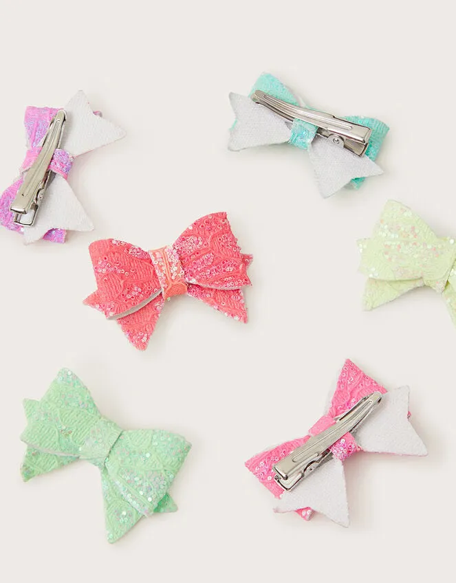 6Pack Bright Bow Clips Children Monsoon Girls039 Hair Accessories