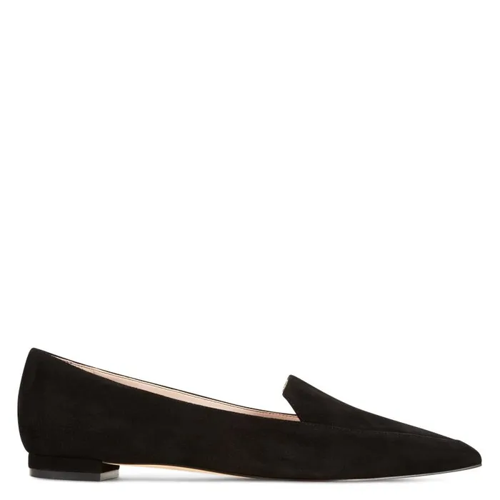 Abay Smoking Flats Black Suede Women Nine West Flats and Loafers