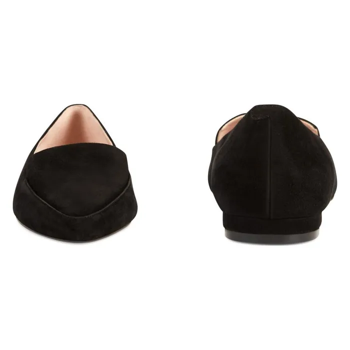 Abay Smoking Flats Black Suede Women Nine West Flats and Loafers