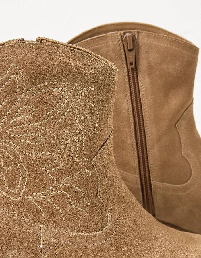 Abilene Western Ankle Embroidered Boot Tan Women FatFace Boots