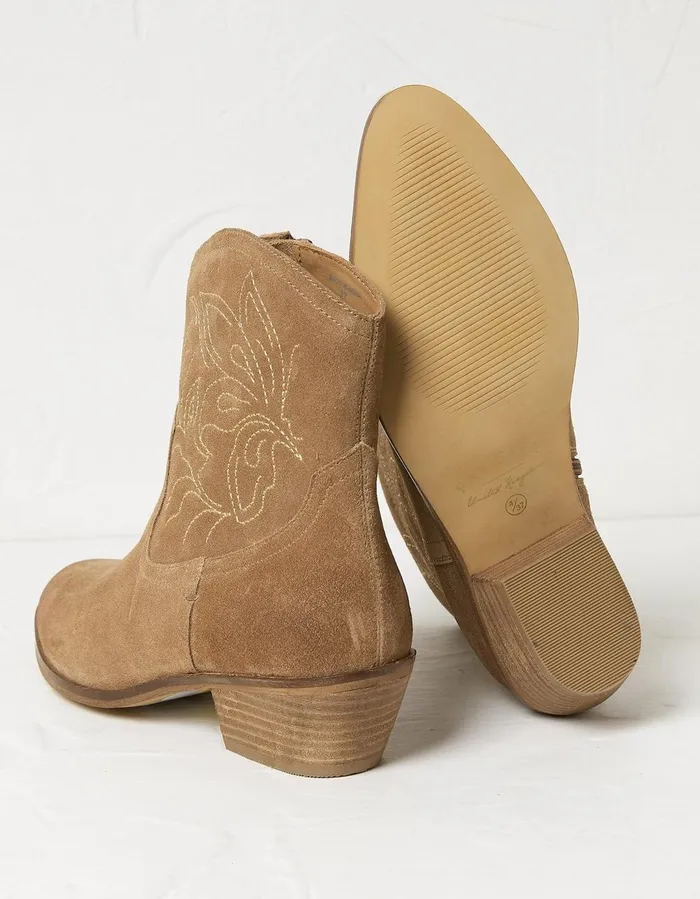 Abilene Western Ankle Embroidered Boot Tan Women FatFace Boots
