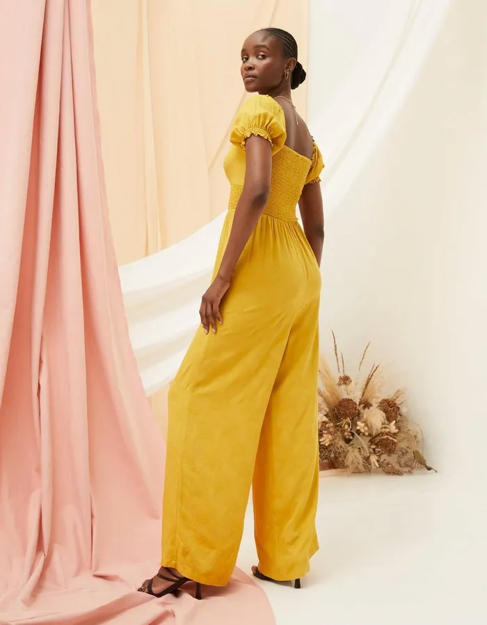Acacia Jumpsuit Golden Yellow Women FatFace Jumpsuits and Playsuits