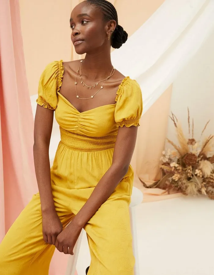 Acacia Jumpsuit Golden Yellow Women FatFace Jumpsuits and Playsuits