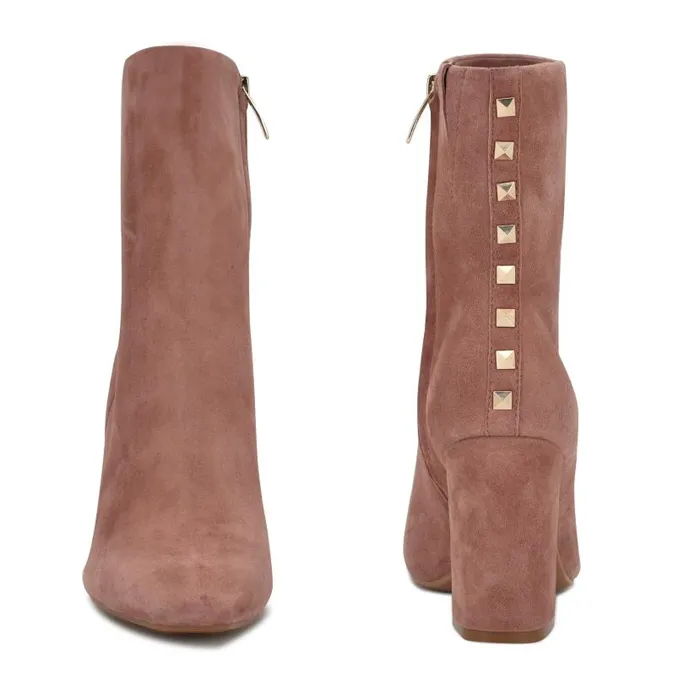 Adea Heeled Booties Blush Suede Women Nine West Boots and Booties