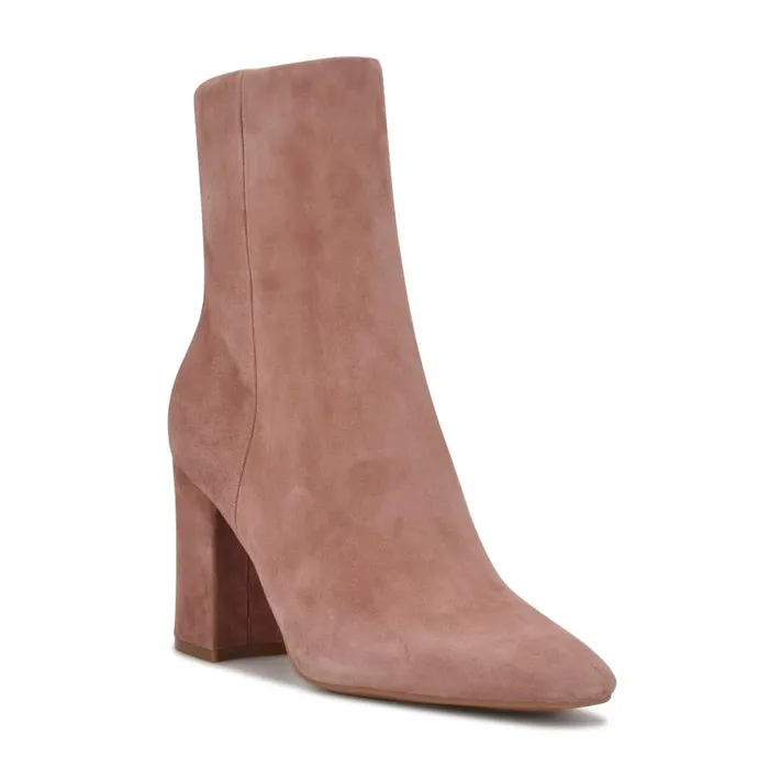 Adea Heeled Booties Blush Suede Women Nine West Heels