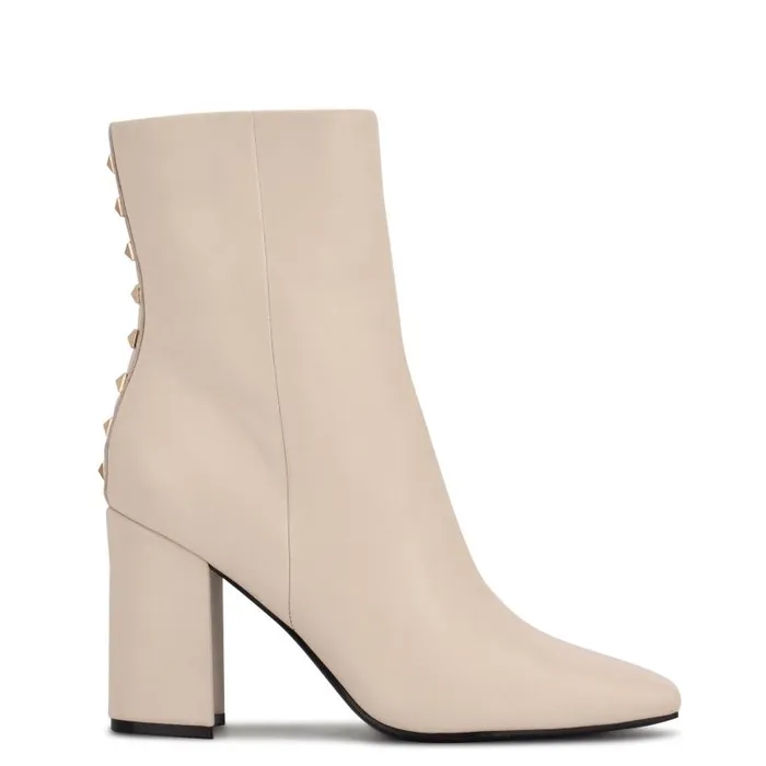 Adea Heeled Booties Chic Cream Leather Women Nine West Boots and Booties