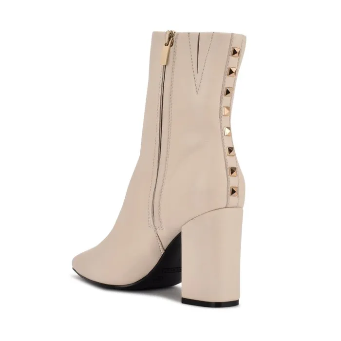 Adea Heeled Booties Chic Cream Leather Women Nine West Boots and Booties