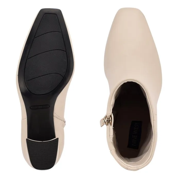 Adea Heeled Booties Chic Cream Leather Women Nine West Boots and Booties