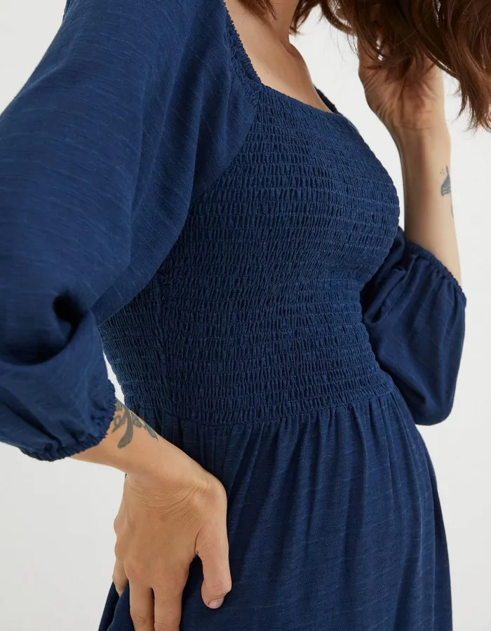 Adele Shirred Midi Dress Bright Blue Women FatFace Dresses