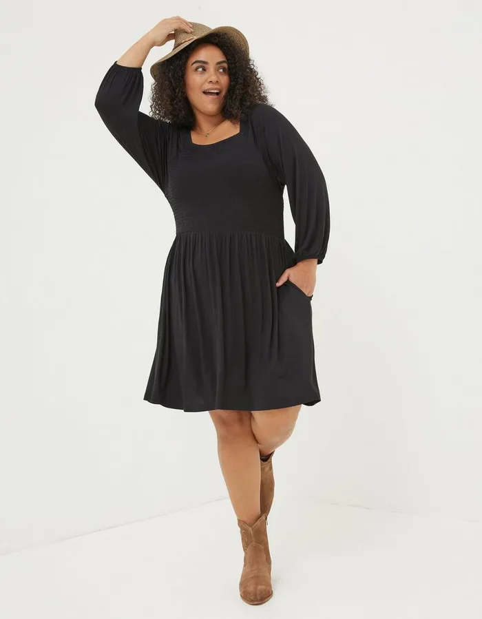 Adeline Jersey Dress Black Women FatFace Dresses