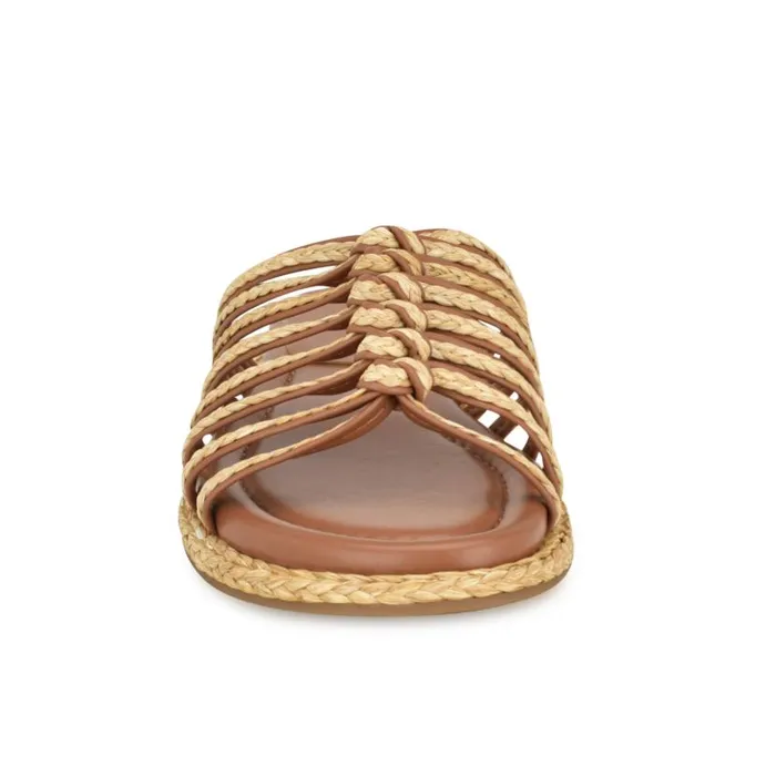 Adila Flat Espadrille Sandals Brown Raffia Women Nine West Sandals