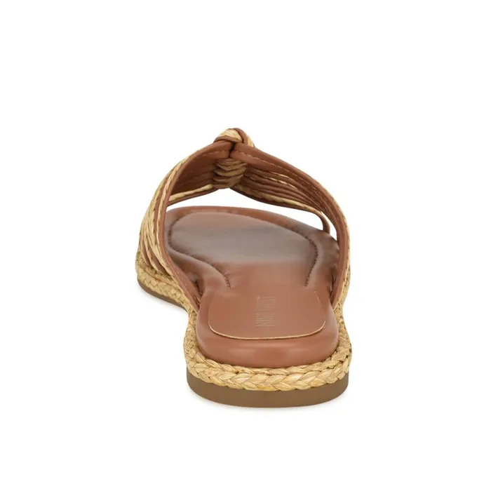 Adila Flat Espadrille Sandals Brown Raffia Women Nine West Sandals