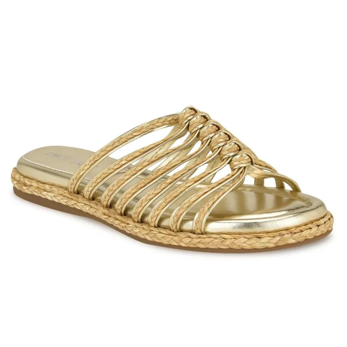 Adila Flat Espadrille Sandals Natural Raffia Women Nine West Sandals