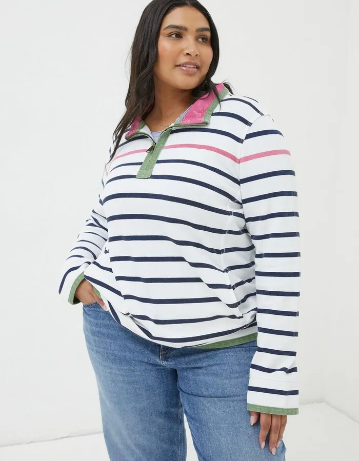 Airlie Breton Stripe Sweatshirt Ivory Women FatFace Sweatshirts and Hoodies