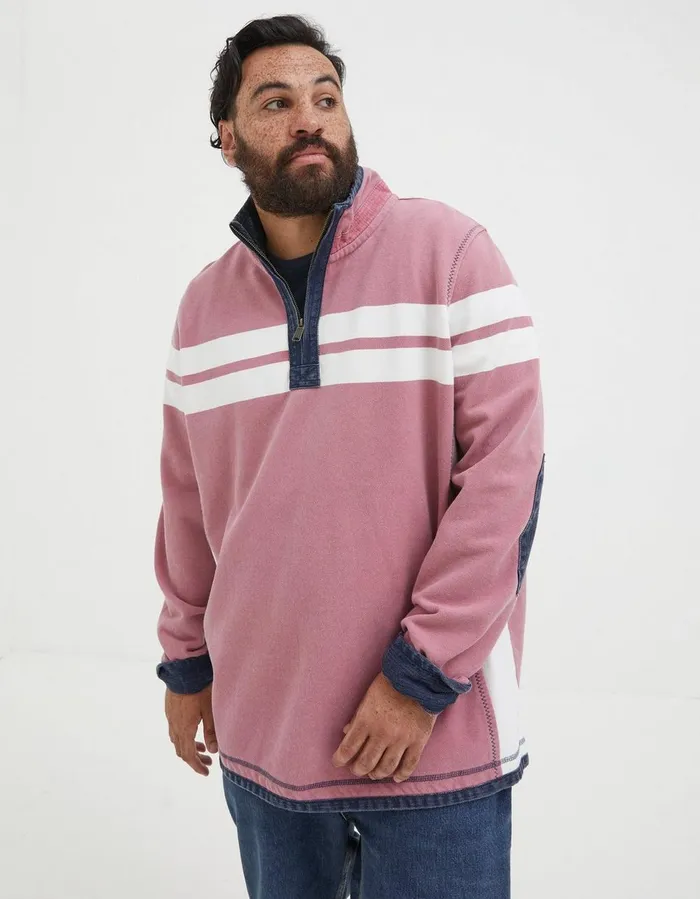 Airlie Multi Chest Stripe Sweatshirt Light Pink Men FatFace Sweatshirts and Hoodies